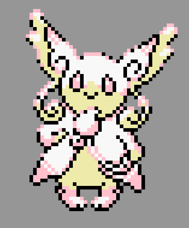 pixel art of mega audino in pokemon gold/silver style