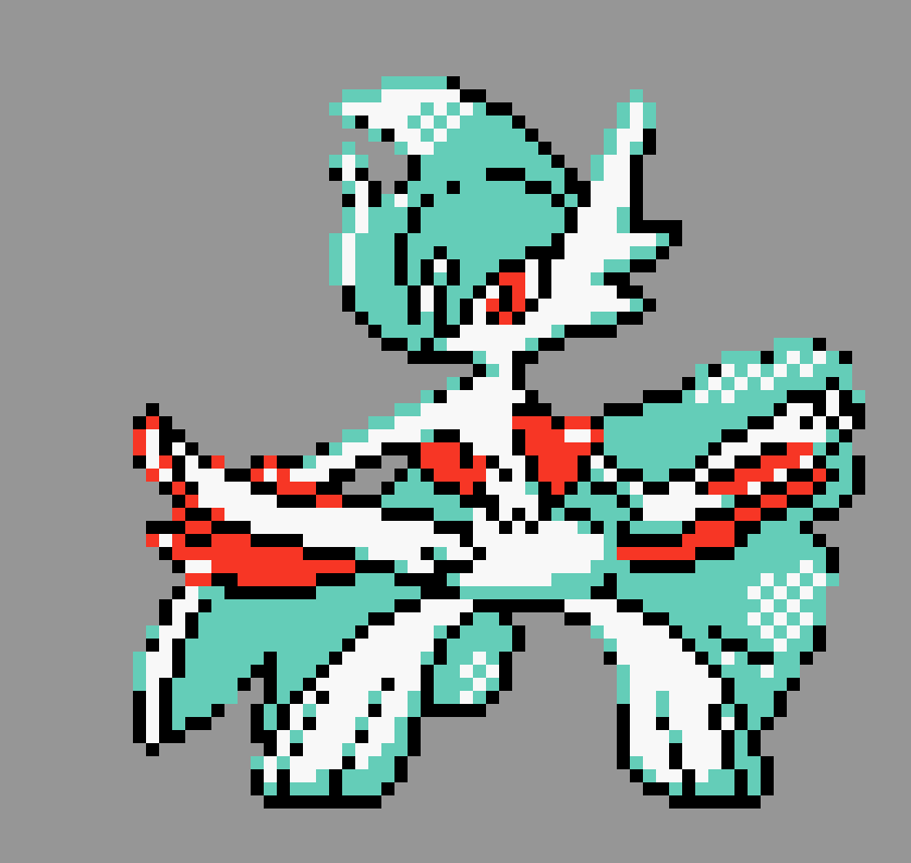 pixel art of mega gallade in pokemon gold/silver style