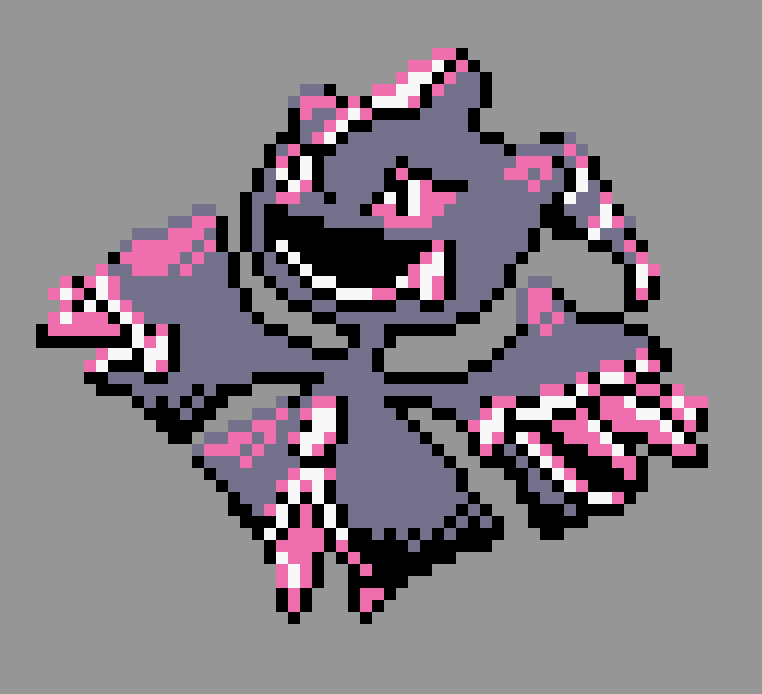 pixel art of mega banette in pokemon gold/silver style