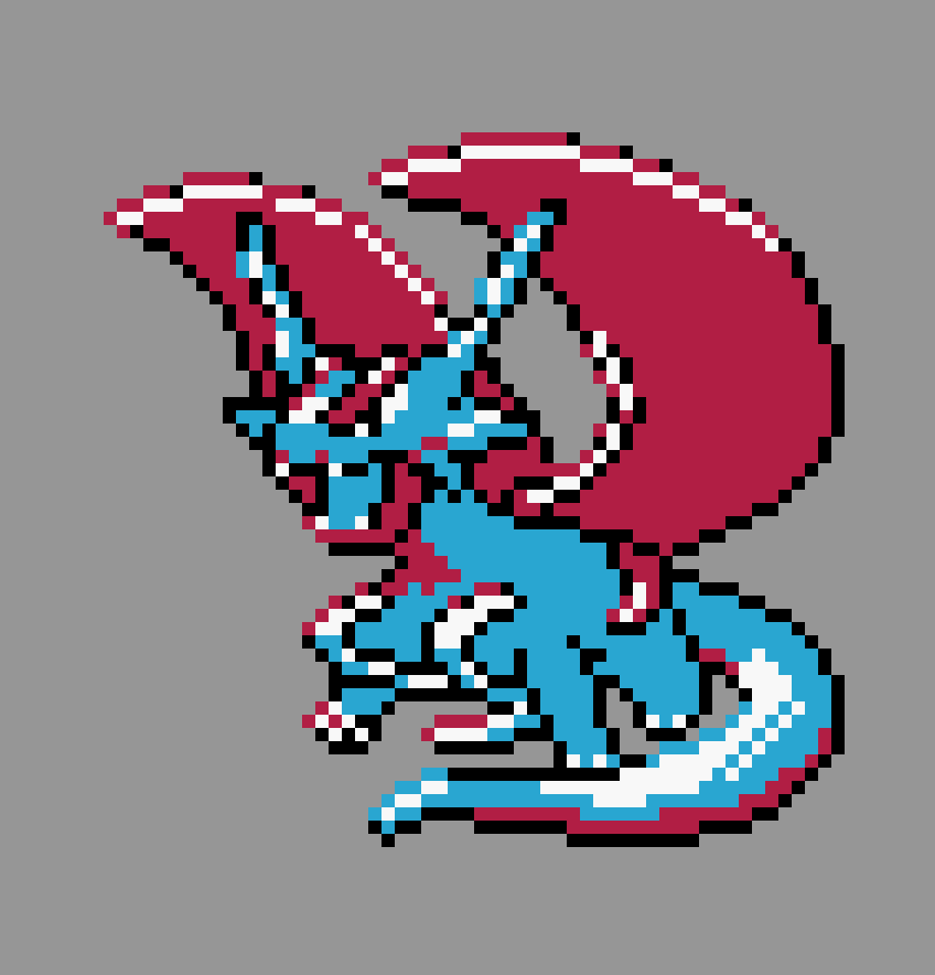 pixel art of mega salamence in pokemon gold/silver style