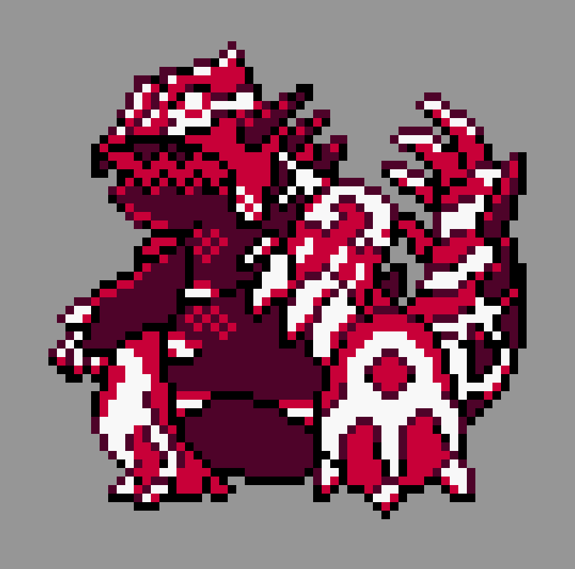 pixel art of primal groudon in pokemon gold/silver style