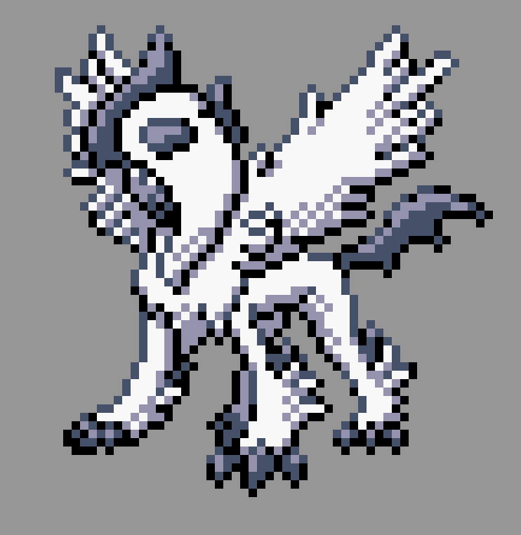 pixel art of mega absol in pokemon gold/silver style