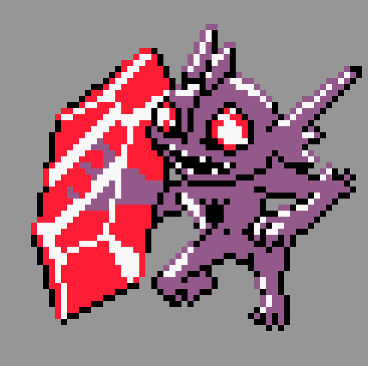 pixel art of mega sableye in pokemon gold/silver style