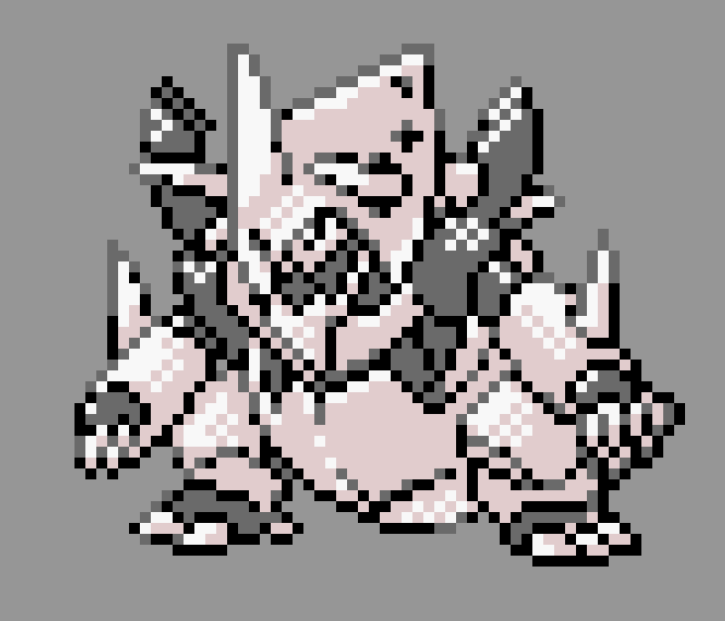 pixel art of mega aggron in pokemon gold/silver style