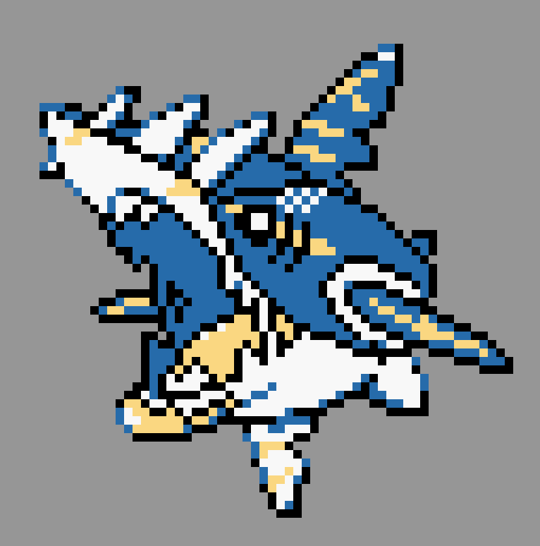pixel art of mega sharpedo in pokemon gold/silver style