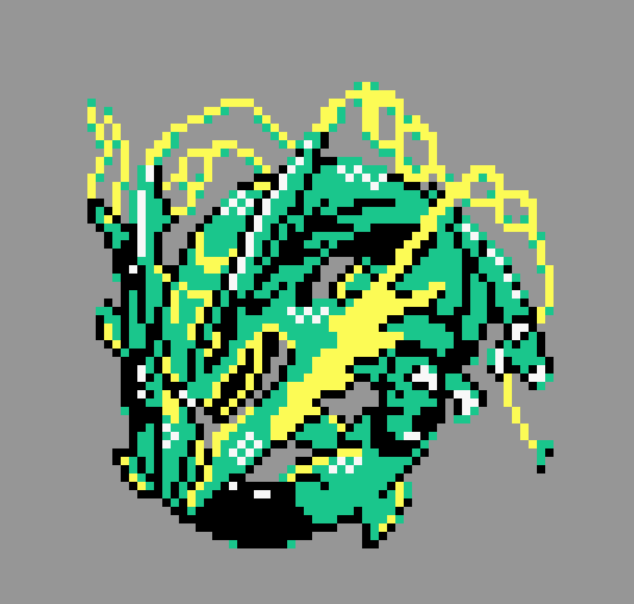pixel art of mega rayquaza in pokemon gold/silver style