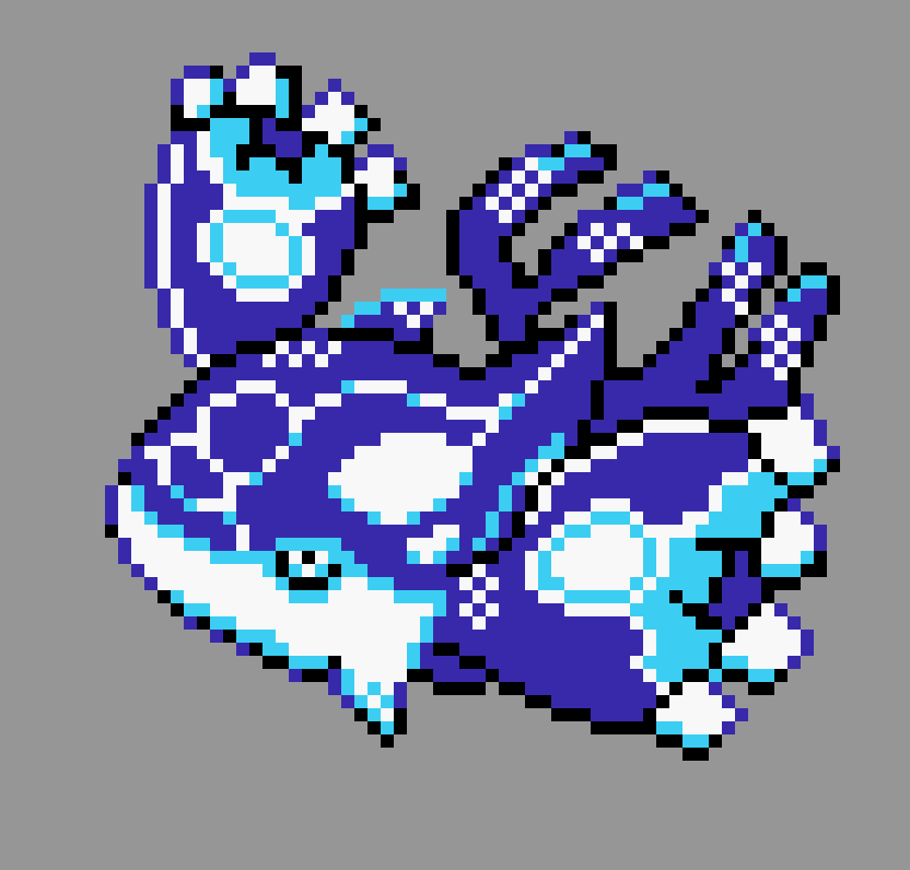 pixel art of primal kyogre in pokemon gold/silver style