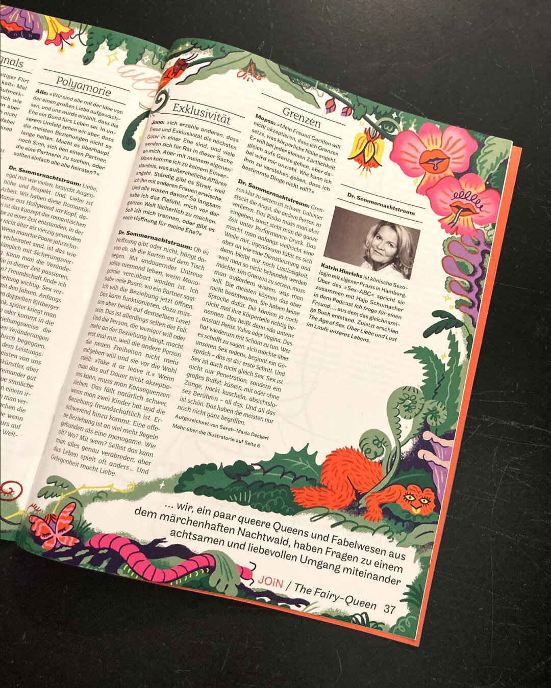 Another shot of the magazine spread with the illustration