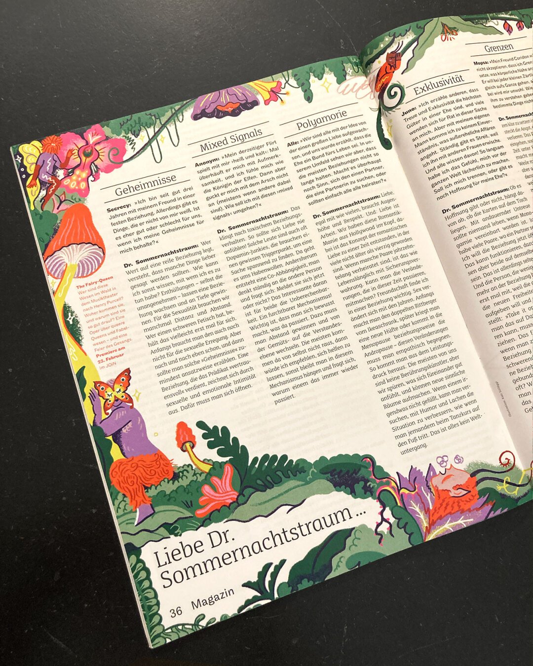 Another shot of the magazine spread with the illustration