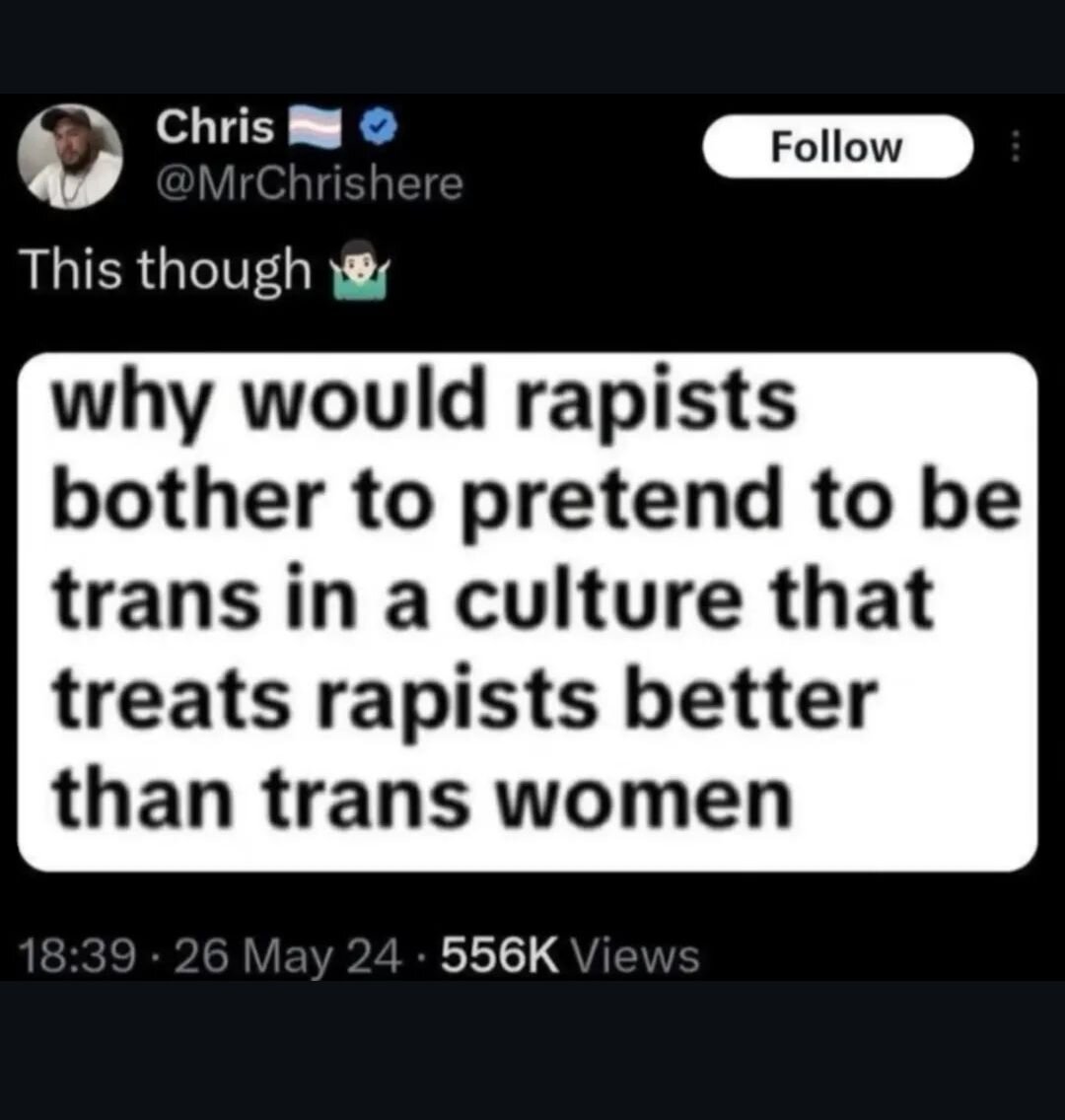 Why would rapidts bother to pretend to be trans in a culture that treats rapists better than trans people