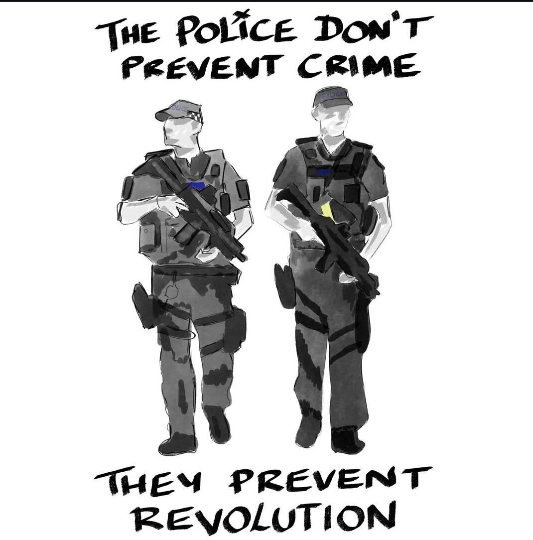 Drawing of two cops captioned 