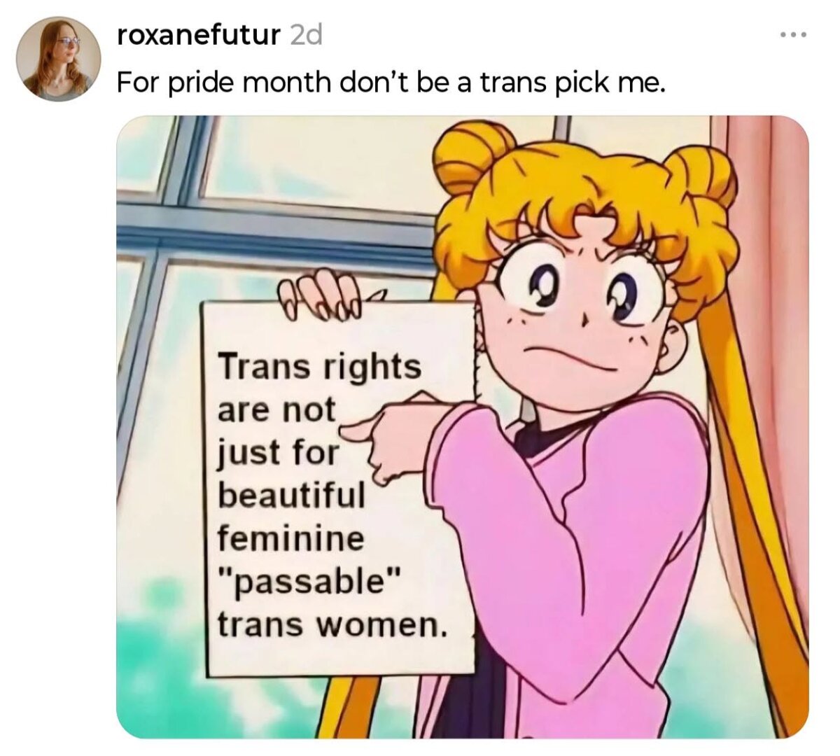 Trans rights are not just for beautiful feminine "passable" trans women.