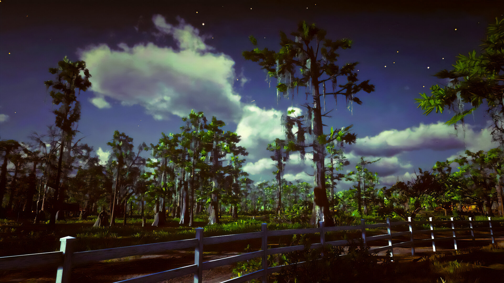 Tall trees rise from the swamps of Lemoyne.