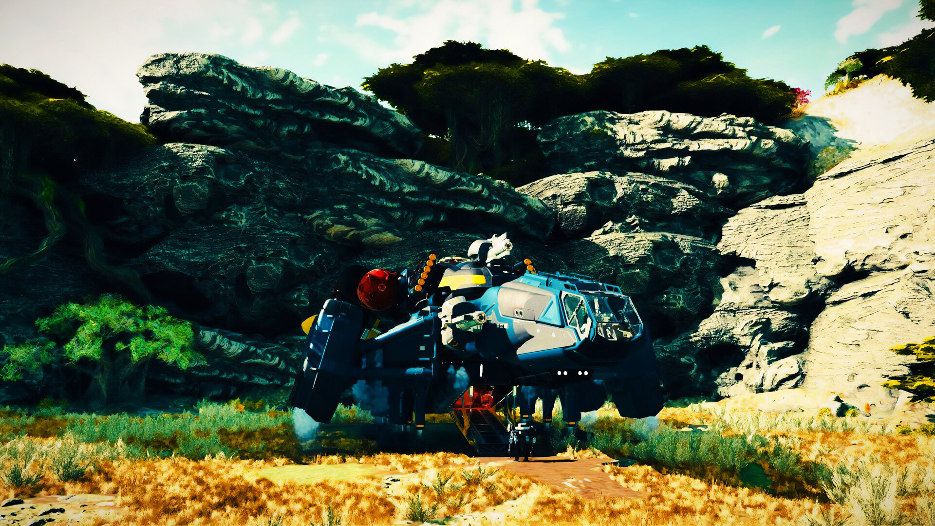 The Frontier lands in a rocky jungle region of Cassiopeia I.