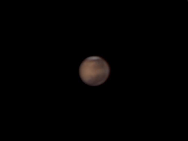 Mars, with northern polar ice cap, captured 2025-01-11.