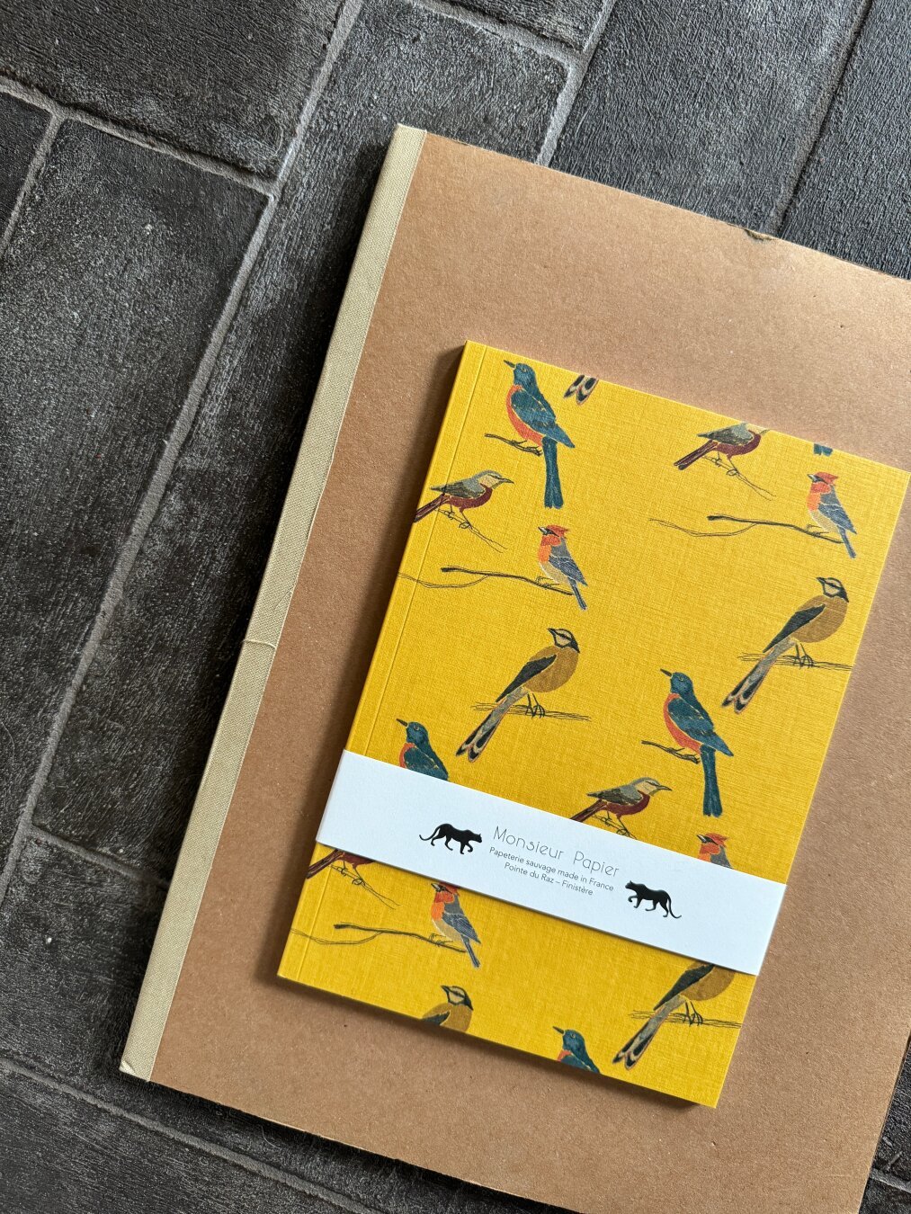 notebook with birds pattern