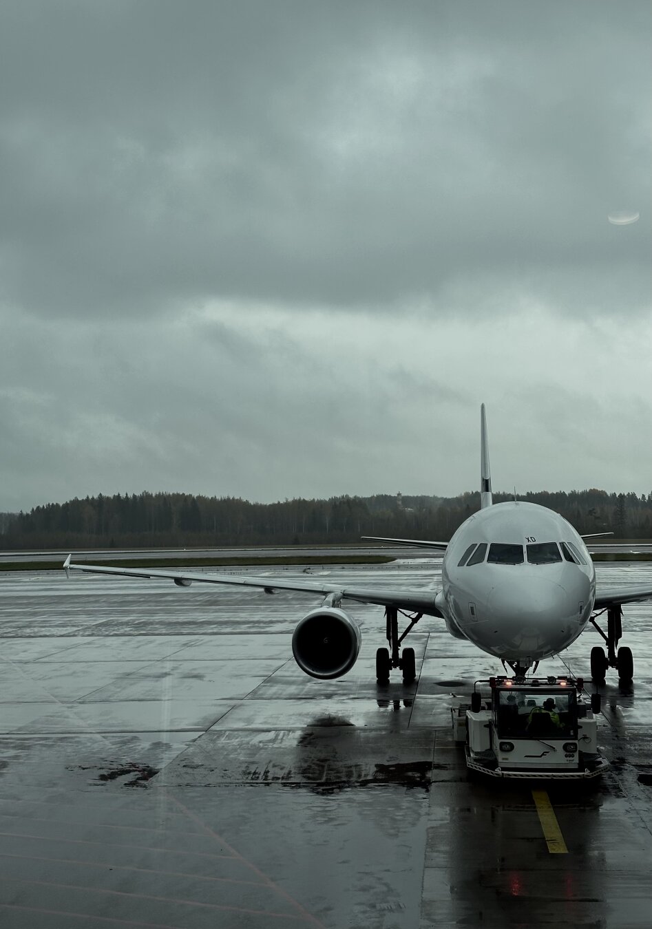 Airplane in grey weather