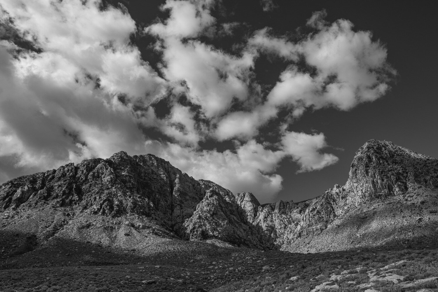 Beautiful view of a storm clearing over Red Rock Canyon's Moonshine Spring Canyon.