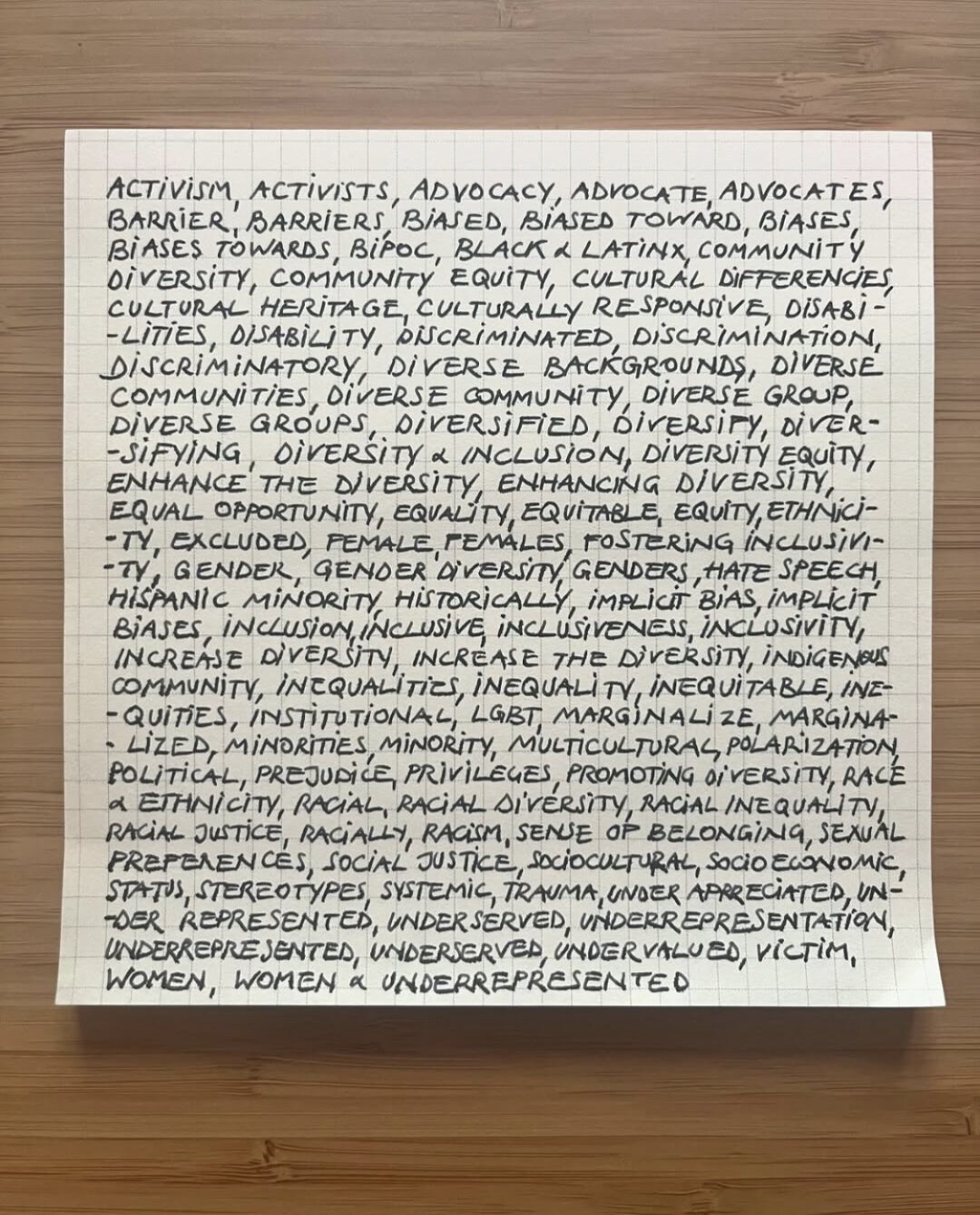 activism, activists, advocacy, advocate, advocates, barrier, barriers, biased, biased toward, biases, biases towards, bipoc, black and latinx, community diversity, community equity, cultural differences, cultural heritage, culturally responsive, disabilities, disability, discriminated, discrimination, discriminatory, diverse backgrounds, diverse communities, diverse community, diverse group, diverse groups, diversified, diversify, diversifying, diversity and inclusion, diversity equity, enhance the diversity, enhancing diversity, equal opportunity, equality, equitable, equity, ethnicity, excluded, female, females, fostering inclusivity, gender, gender diversity, genders, hate speech, hispanic minority, historically, implicit bias, implicit biases, inclusion, inclusive, inclusiveness, inclusivity, increase diversity, increase the diversity, indigenous community, inequalities, inequality, inequitable, inequities, institutional, LGBT, marginalize, marginalized, minorities, minority, multi