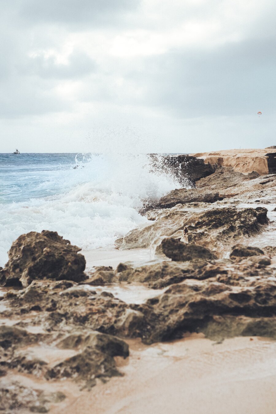 Waves crashing against the beach