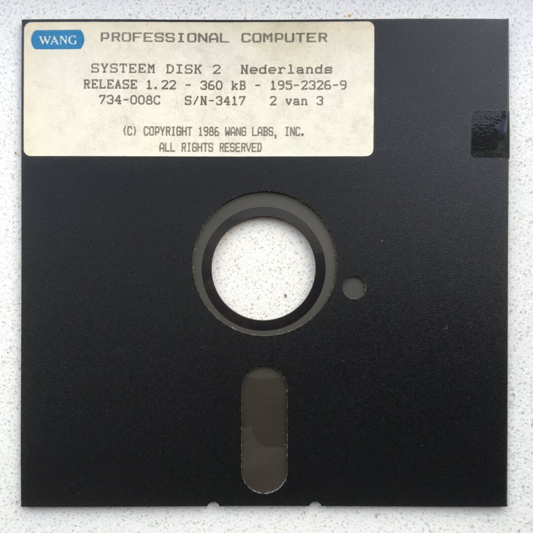 wang operation system floppy disk of my first personal computer in 1986