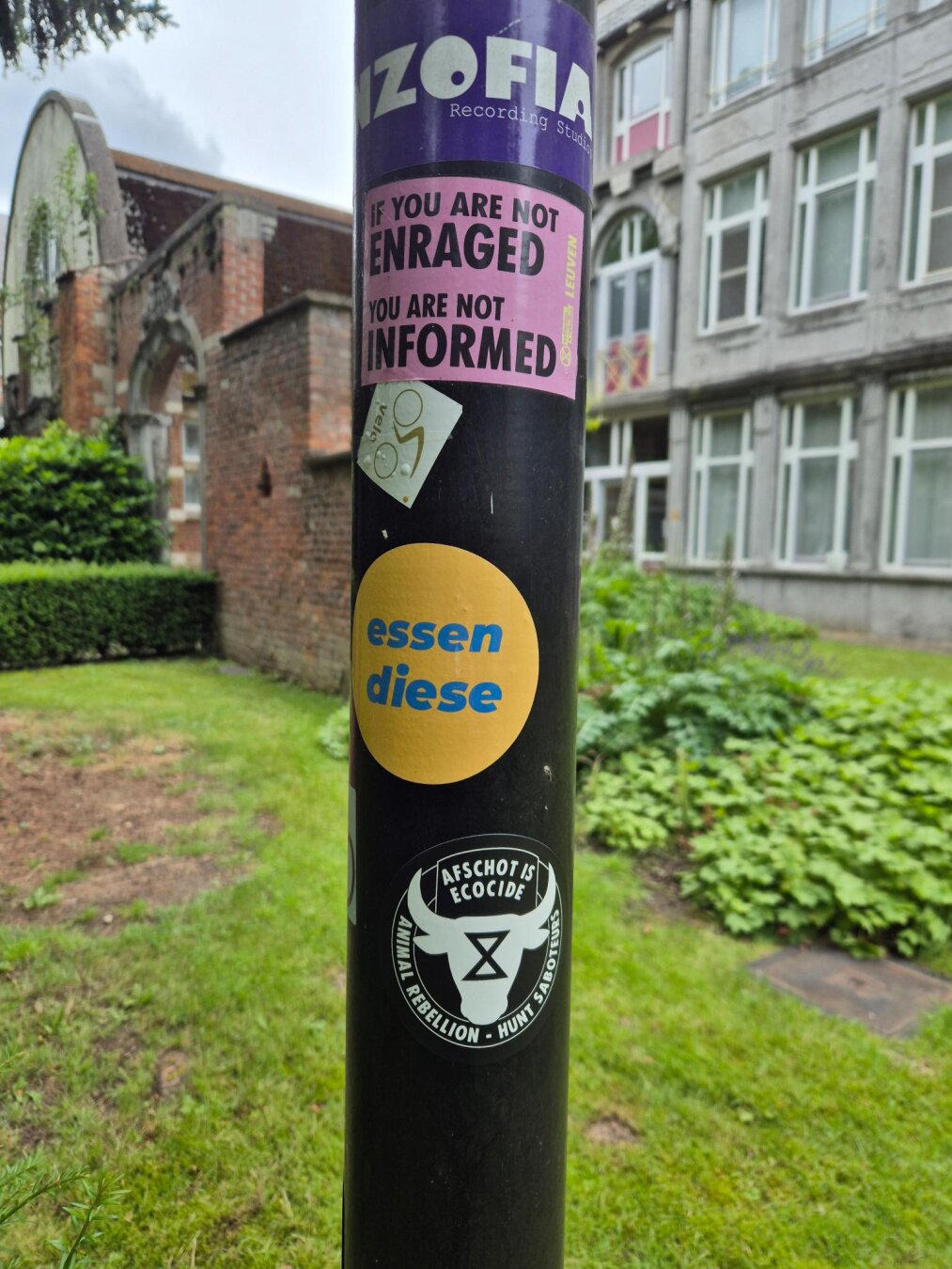 Animal Rebellion Hunt Saboteur sticker on lamp post