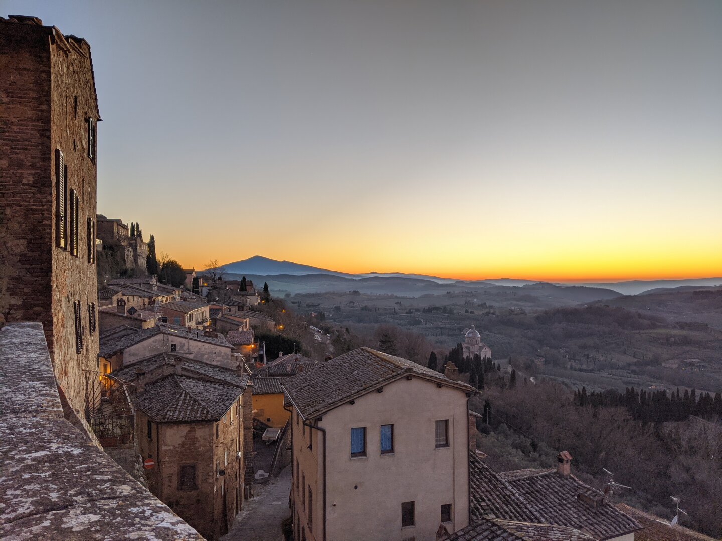 Sunset from the medieval hill town of Montepulciano, Tuscany