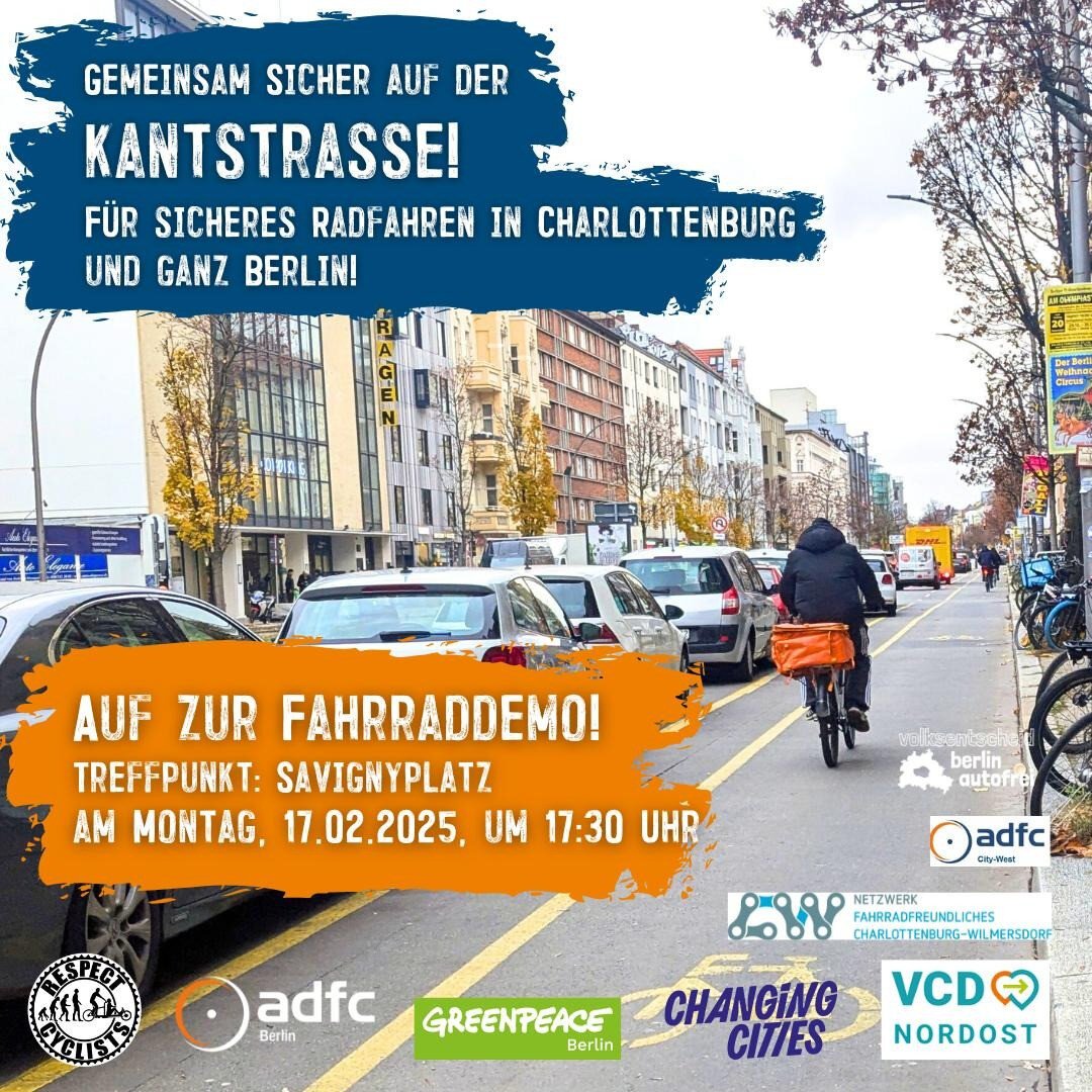 Mobilisierungs-Bild zur Demo auf der Kantstraße am 17.2.25 um 17:30 Uhr