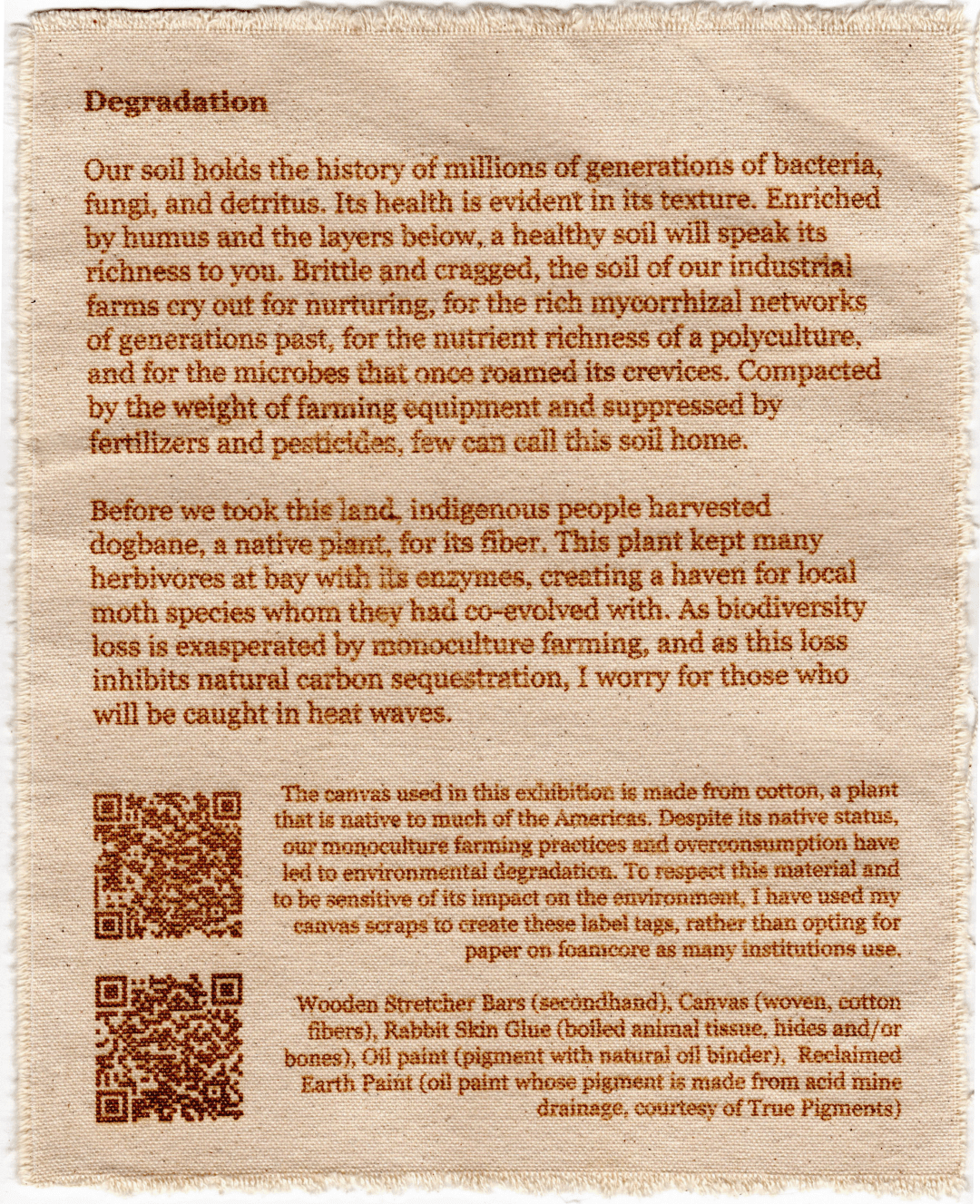 Laser engraved canvas tag