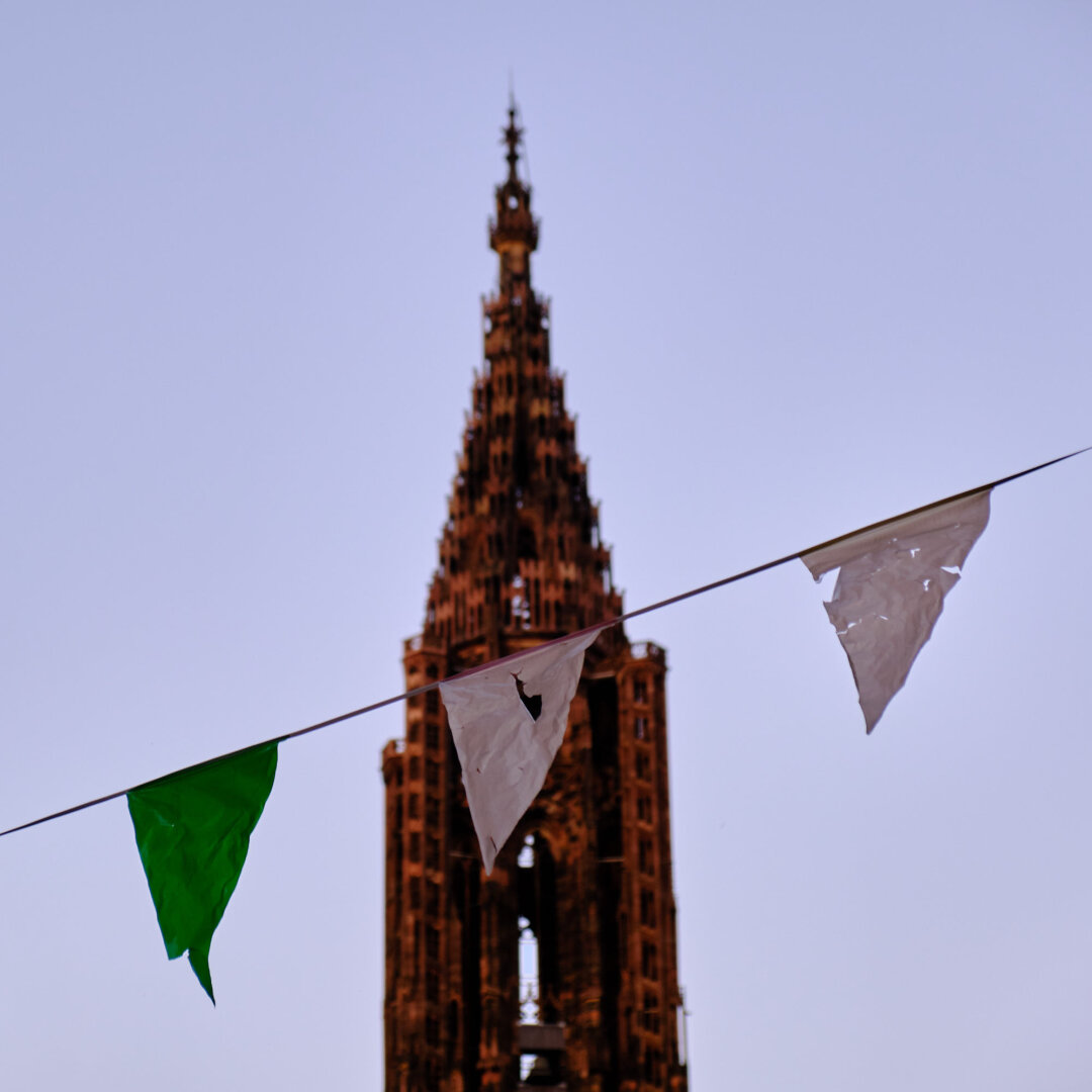 Flag in front of the Strasbourg Cathedral