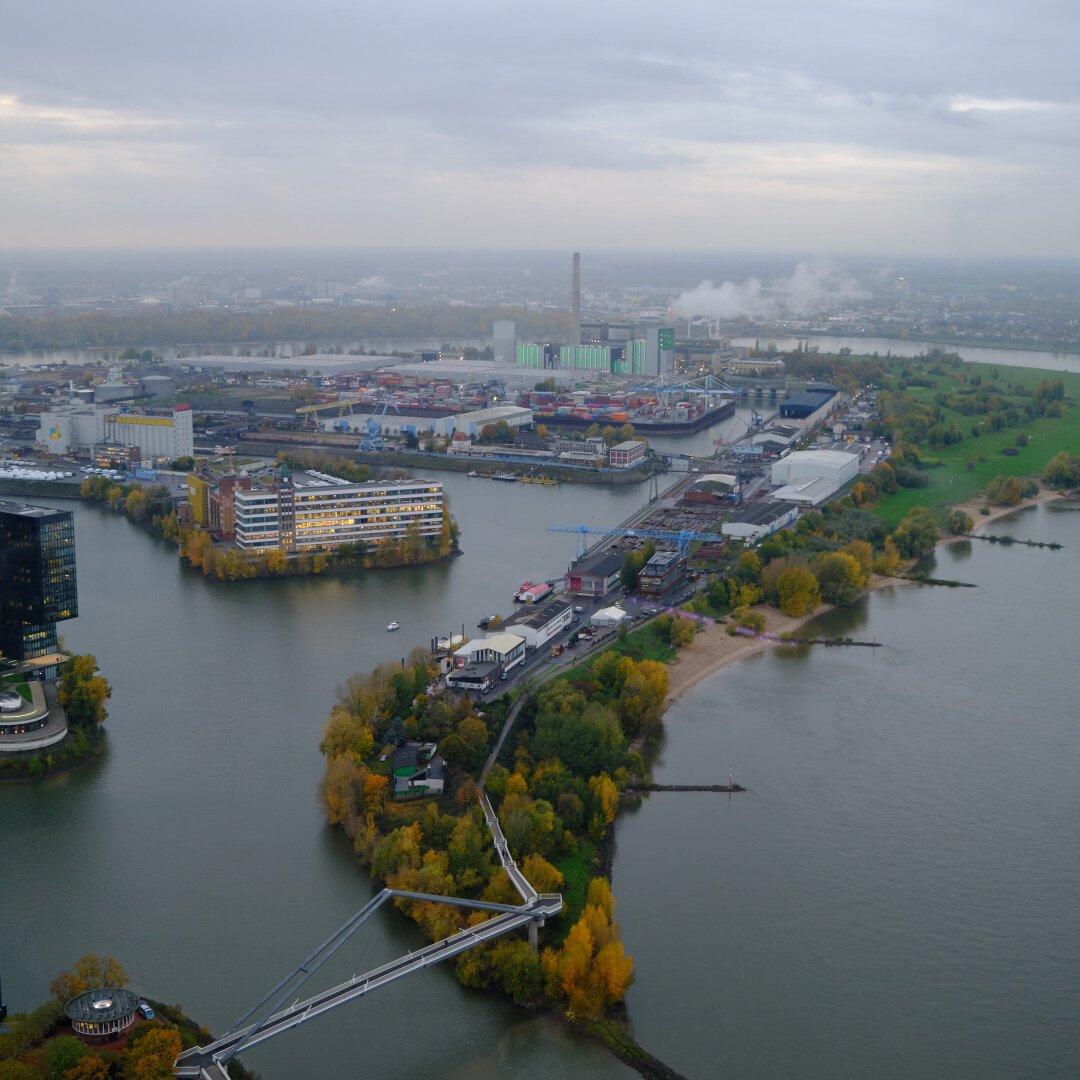 Areal vue of the dusseldorf haven