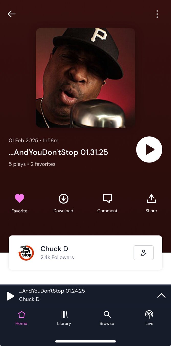 And you don’t stop radio show on Mixcloud by Chuck D
