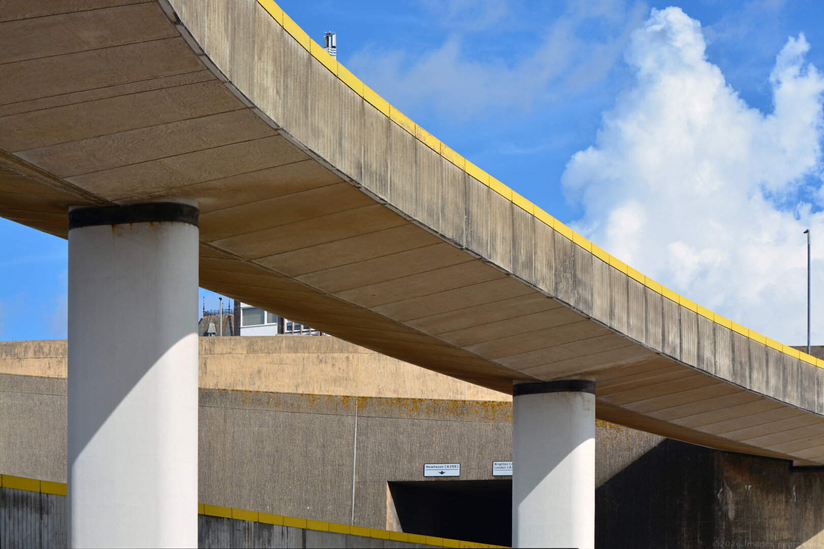 Photo of the elevated approach road to the Brighton Marina, c.1976. City of Brighton & Hove, UK.