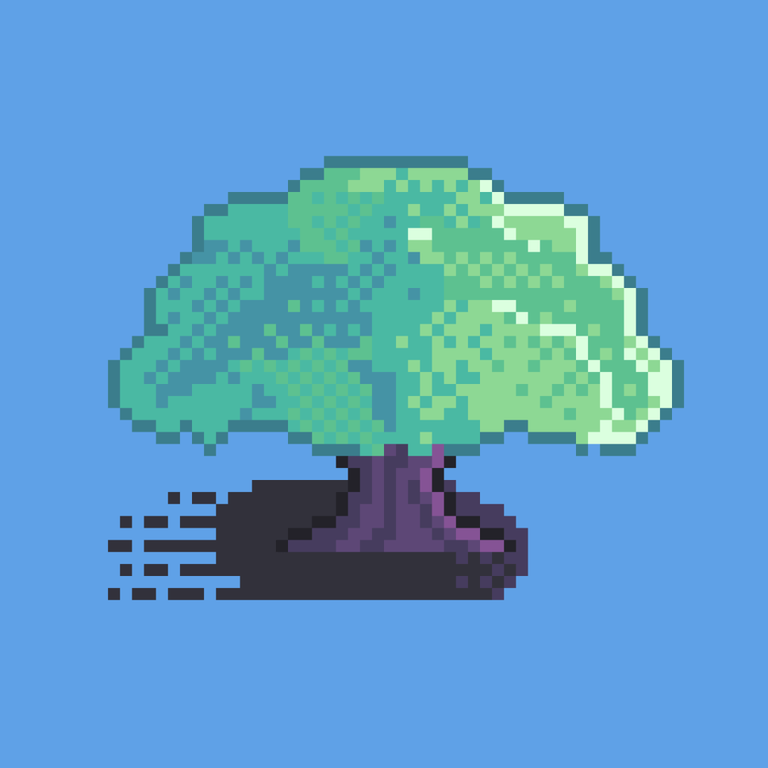 A Green "Guanacaste Tree" with a shadow and highlights