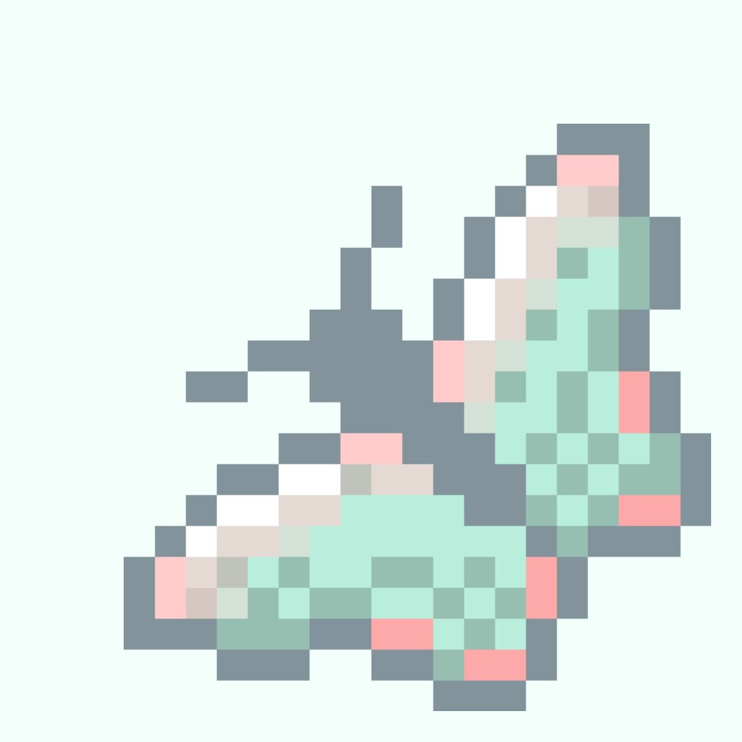 A butterfly in a cold blue-ish palette with red-ish highlights