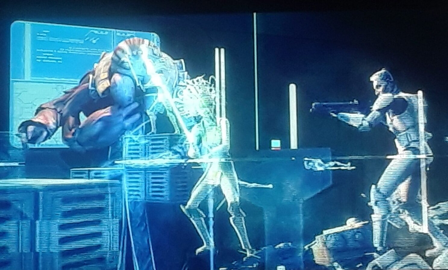 Admiral Trench looks at the footage which shows Tup killing a Jedi general because of his inhibitor chip in the first episode of this series/season