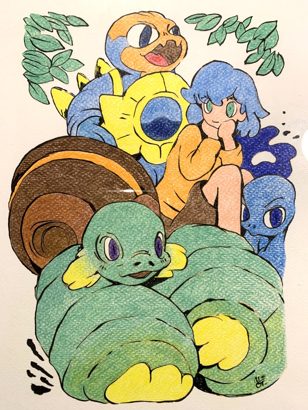 Pokemon trainer with its cute monsters