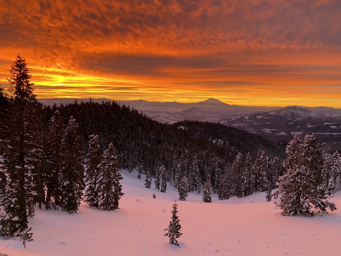 Sunrise over a snowy landscape