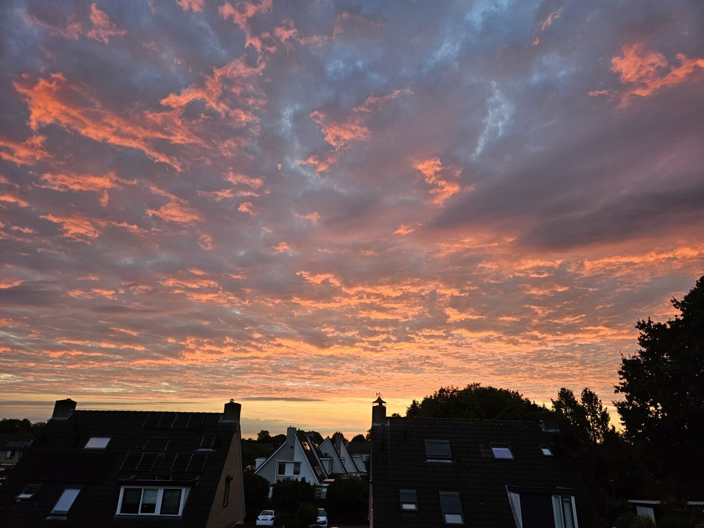 Orange and Pink sunset in rural place
