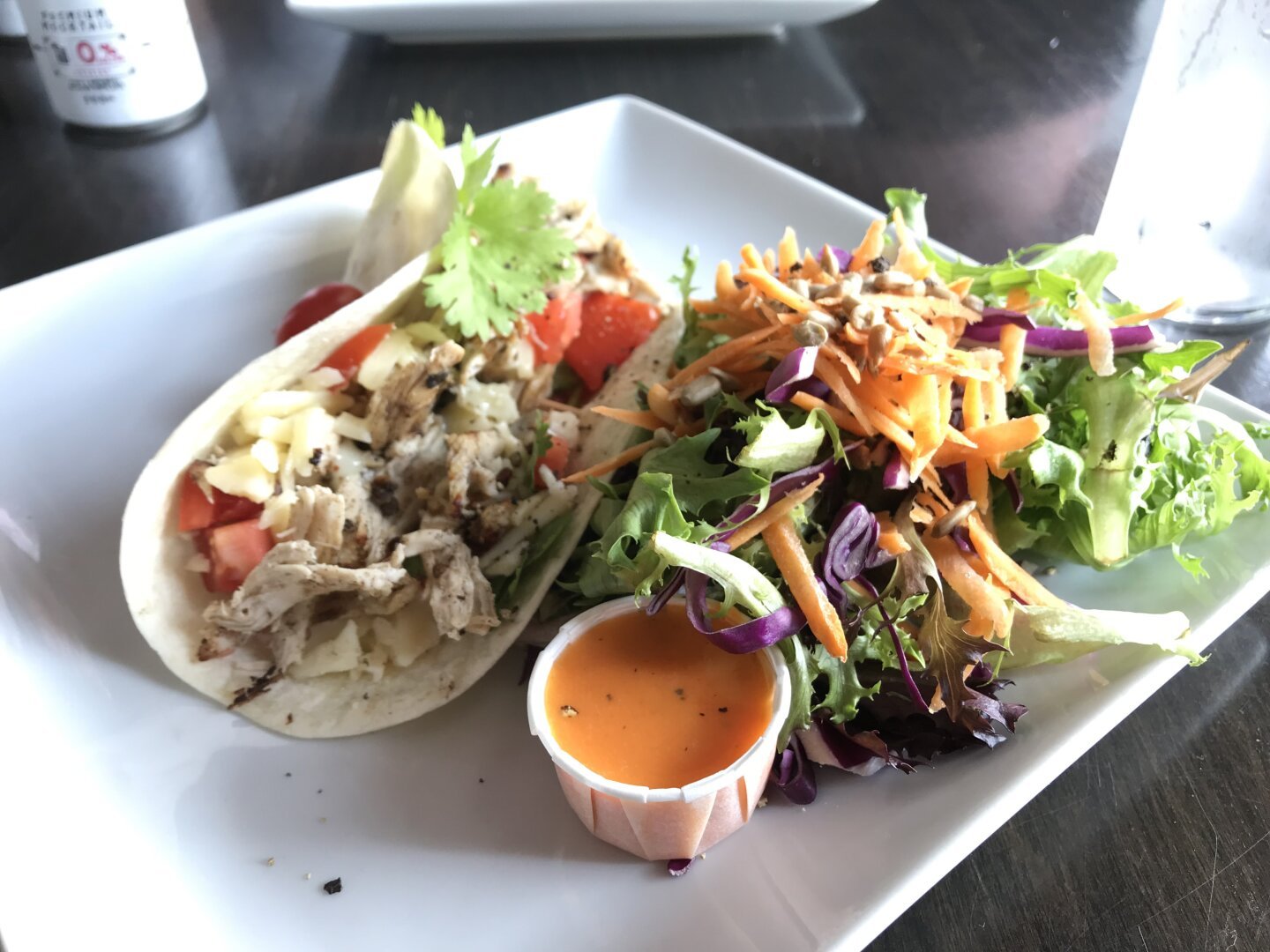 Said jerk chicken wrap and salad