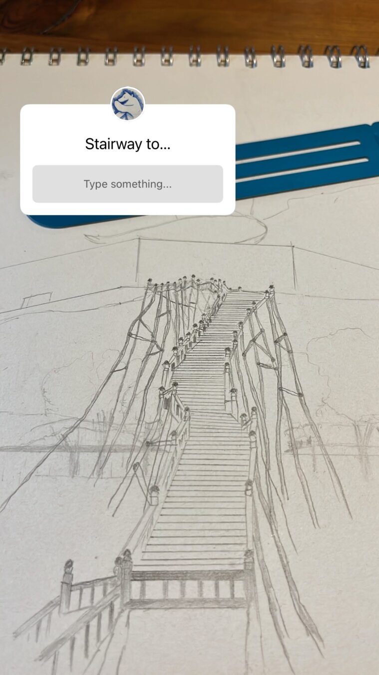 Stairway drawn in pencil