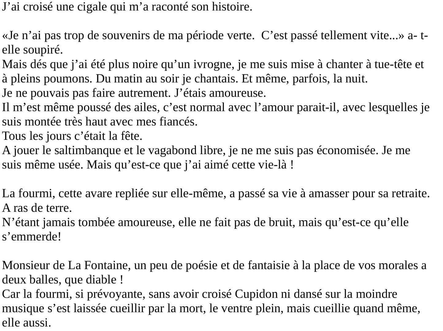 Une autre vision de "La cigale et la fourmi"