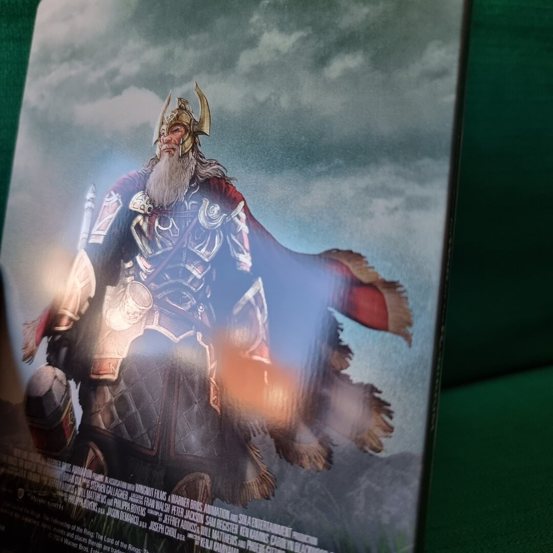 Angled back view of steelbook to showcase the metalic effects