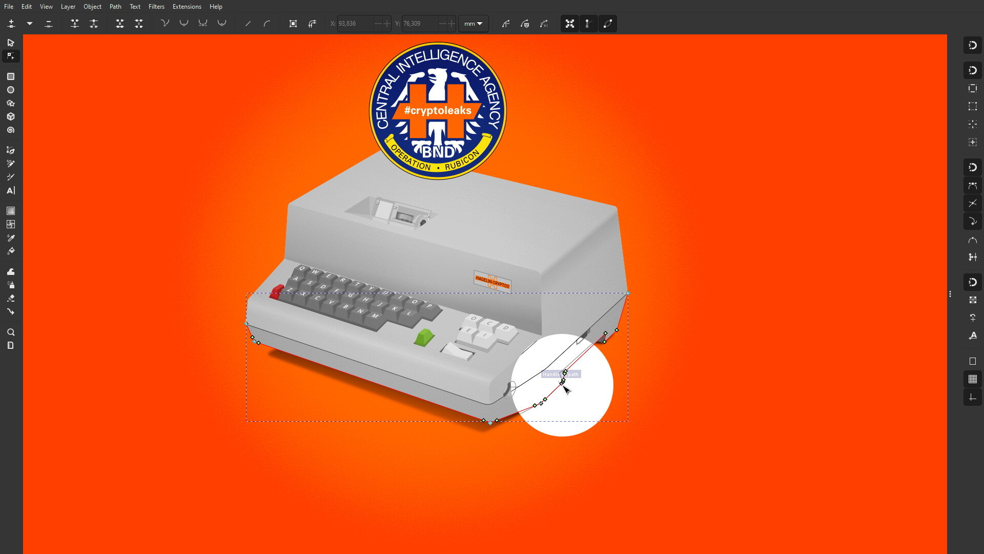 corrupted encryption machine by crypto AG illustrated in SVG vector quality with Inkscape