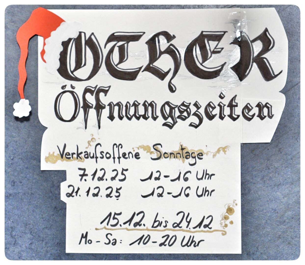 Die Otherland-Öffnungszeiten bis Weihnachten:

Verkaufsoffene Sonntage:
07.12. 2025 12-16 Uhr
21.12. 2025 12-16 Uhr

Verlängerte Öffnungszeiten:

15.12. - 24.12. 2025
Mo-Sa 10:00 - 20:00 Uhr

Otherland -- wir sehen uns in der Zukunft