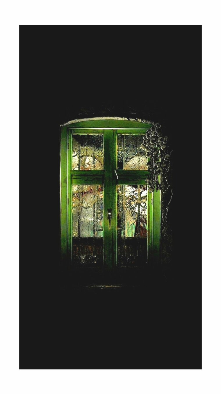 depiction of a window from within a low lit room; edited screenshot, captured on PS5