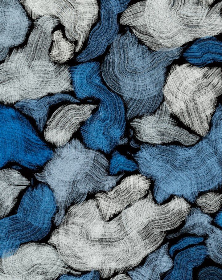 A close-up of the first image, showing the brush-like texture of the shapes making up the image of clouds in the sky.