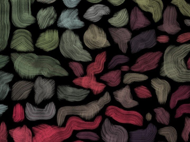 A close-up of the first image, showing the brush-like texture of the shapes making up the image.
