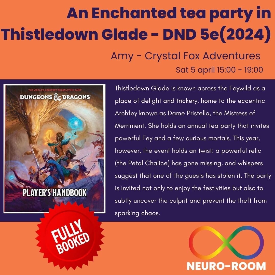An Enchanted Tea Party in Thistledown Glade - DnD 5e
FULLY BOOKED