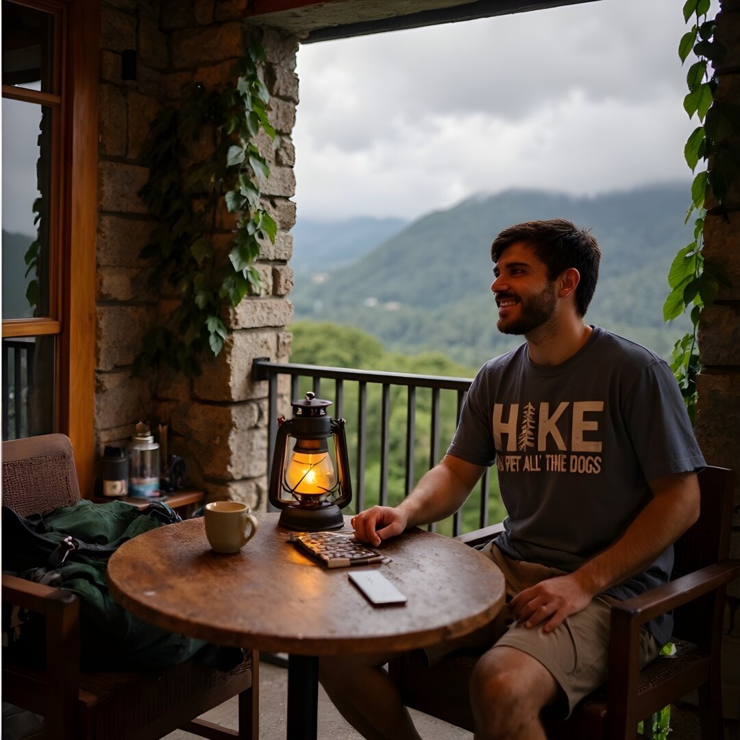 Even though the sky is cloudy, this moment is perfect! ☕🌿
Today, I decided to take a break and enjoy this peaceful spot. Honestly, this new T-shirt makes it even better—I love it! 😍 want to see how many of you are nature lovers like me! 🌄✨